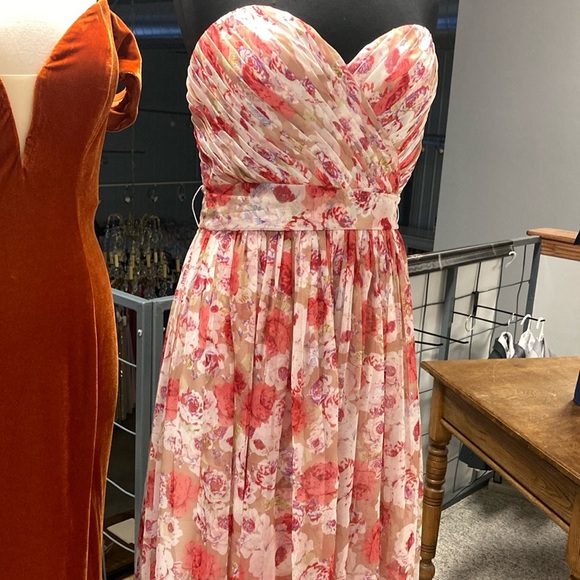 Allure Bridals Dresses & Skirts - Pink and brown floral bridesmaids prom mother dress chiffon spring wedding